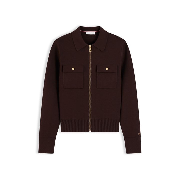 Tommy Hilfiger Women's Brown Tommy Ndle Knit Jkt Ld64 in Size 12, Sports Direct