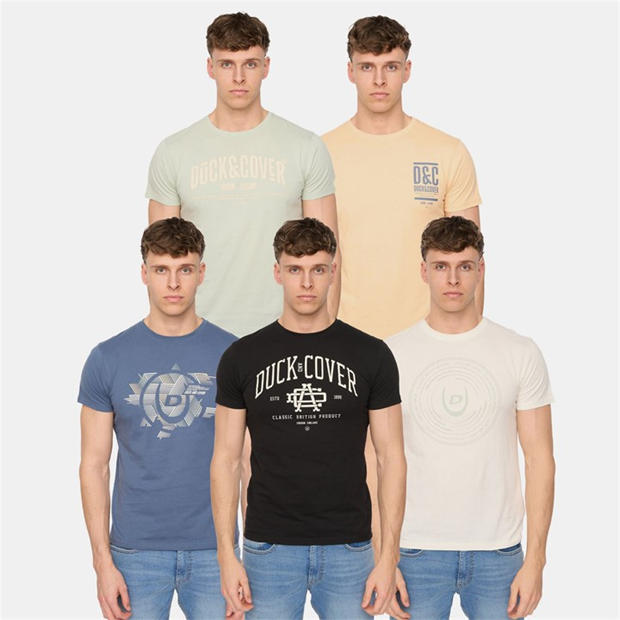 Multi colour - Duck and Cover - Haltecks 5 Pack T-Shirts