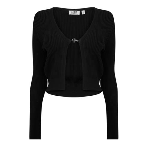 L AB OFF WHITE - Women's Hardware Cropped V-Neck Cardigan
