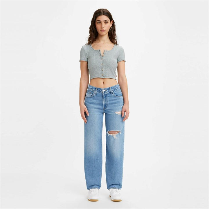 Levis Women's Blue Baggy Dad Jeans in Size 33 R, Sports Direct