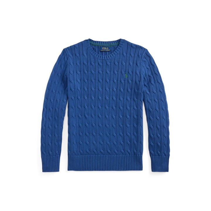 Polo Ralph Lauren Boys Blue Kids' Cable Knit Crew Jumper in Size 8 - 9 Years, Sports Direct