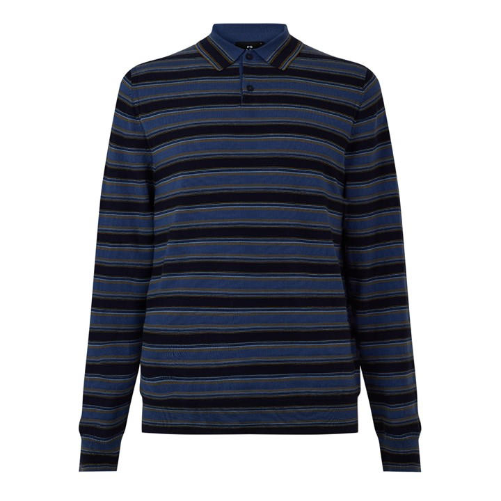 Ps Paul Smith Men' Blue Ps Stripe Ls Knt Pol Sn64 in Size S, Sports Direct