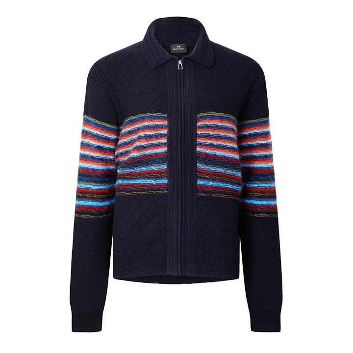 Ps Paul Smith Men's Blue Ps Stripe Mohair Car Sn64 in Size L, Sports Direct