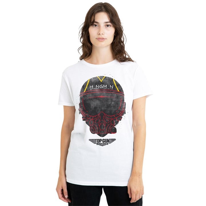 Top Gun Women's White Hangman Helmet T-Shirt, Sports Direct