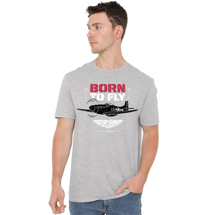 Top Gun Men's Grey Born To Fly T Shirt Athletic Heather in Size 3XL, Sports Direct