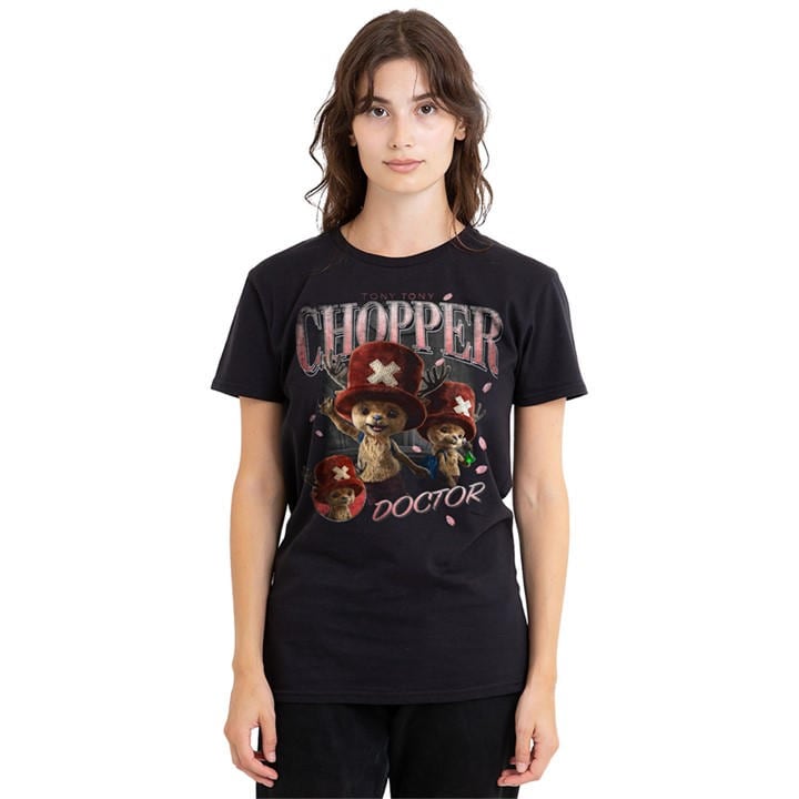 One Piece Women' Black Chopper Homage T-Shirt in Size S, Sports Direct