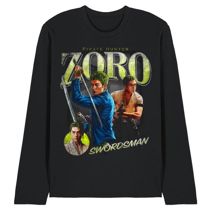 One Piece Men's Black Zoro Homage Long Sleeve T-Shirt in Size L, Sports Direct