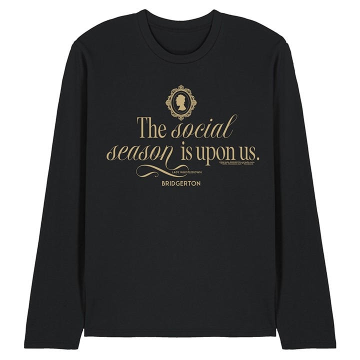 Bridgerton Men's Black The Social Season Is Upon Us Long Sleev in Size 2XL, Sports Direct