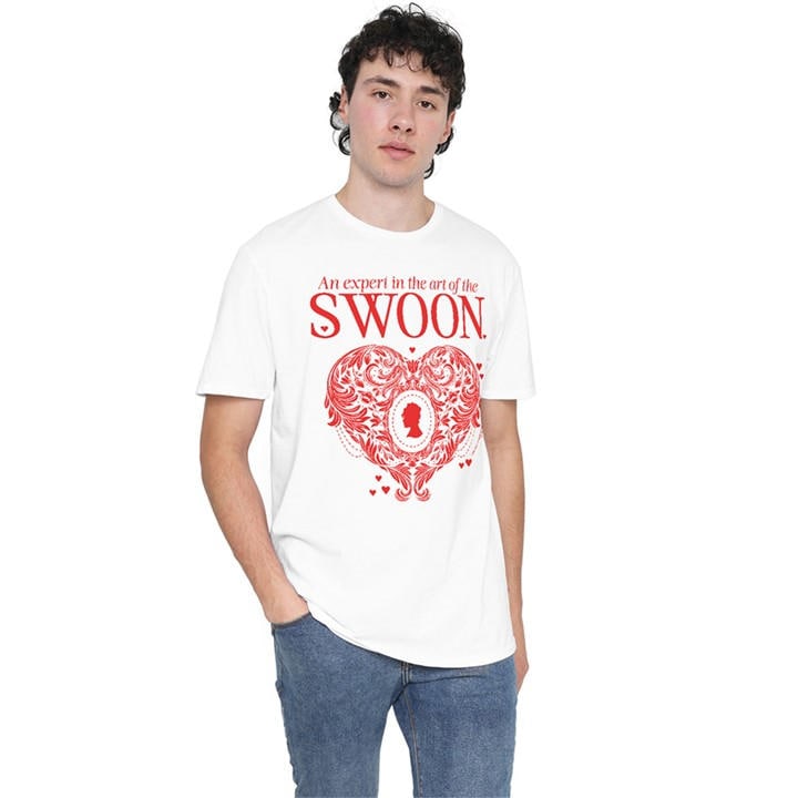 Bridgerton Men' White The Art Of Swoon T-Shirt in Size S, Sports Direct