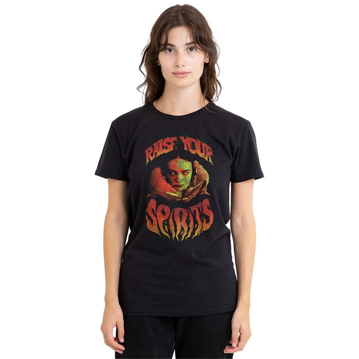 Stranger Things Women's Black Raise Your Spirits T-Shirt in Size M, Sports Direct