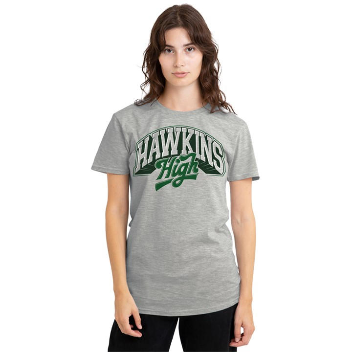 Stranger Things Women's Grey Hawkins High Logo T-Shirt in Size M, Sports Direct