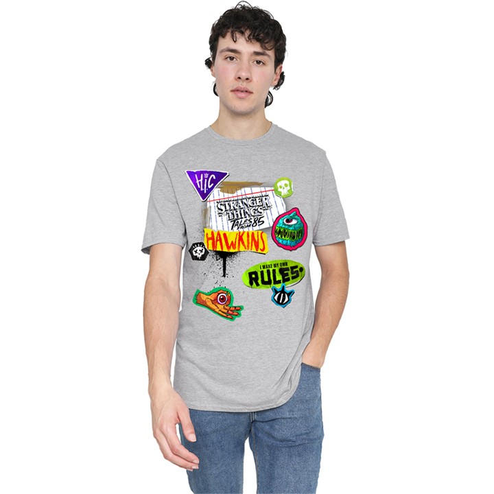 Stranger Things Men's Grey Tales From 85 Scrapbook Icons T Sh in Size M, Sports Direct