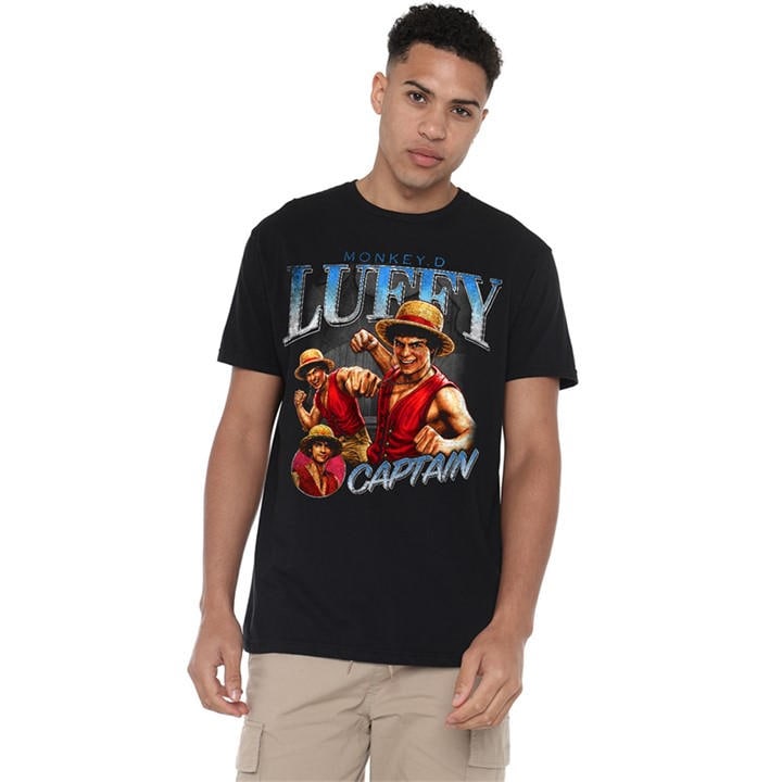 One Piece Men's Black Luffy Homage T-Shirt in Size 2XL, Sports Direct