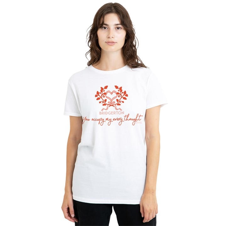 Bridgerton Women's White Occupy My Thoughts T Shirt in Size L, Sports Direct