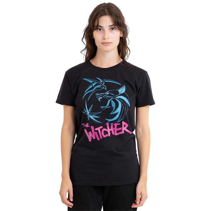 The Witcher Women's Black Graffiti Spray Crest T Shirt in Size XL, Sports Direct