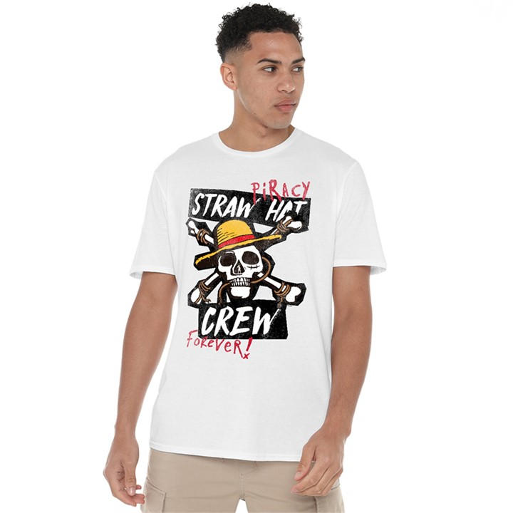 One Piece Men's White Straw Hat Crew T-Shirt in Size 4XL, Sports Direct