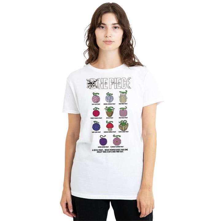 One Piece Women's White Devil Fruits T-Shirt in Size XL, Sports Direct