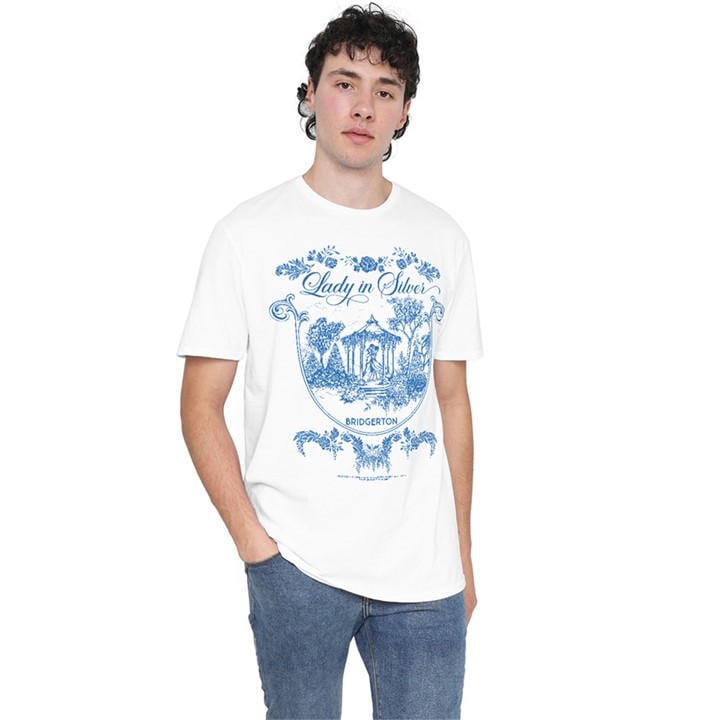 Bridgerton Men's White Fairy Tale Gazebo Dancing T-Shirt Whit in Size L, Sports Direct
