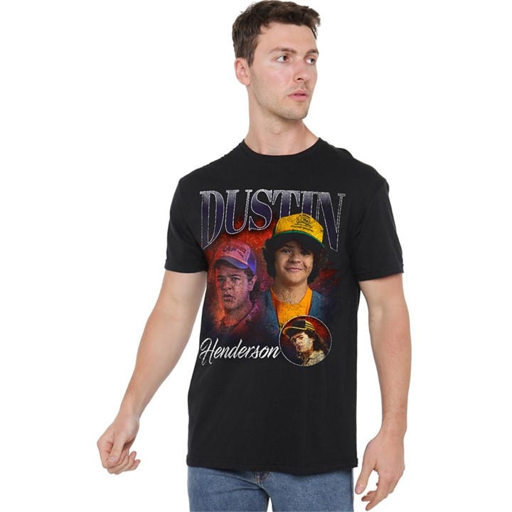 Stranger Things Men's Black Dustin Homage T-Shirt in Size 4XL, Sports Direct