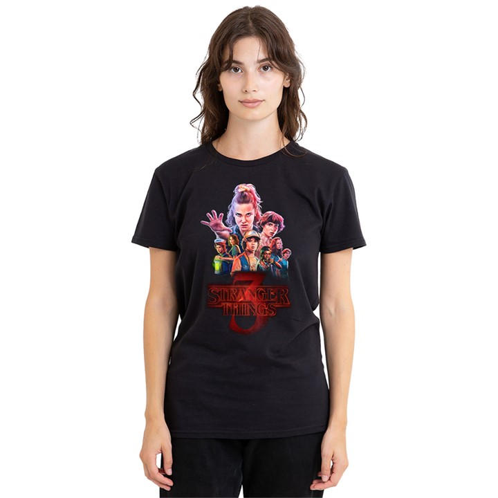 Stranger Things Women's Black Season Three Poster T-Shirt in Size L, Sports Direct