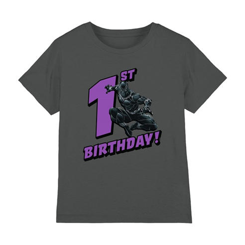 Black Panther - Black Panther Birthday 1 Kids T-Shirt Charcoal