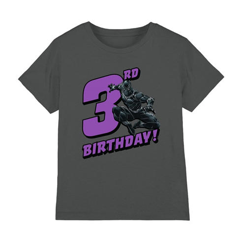 Black Panther - Black Panther Birthday 3 Kids T-Shirt Charcoal