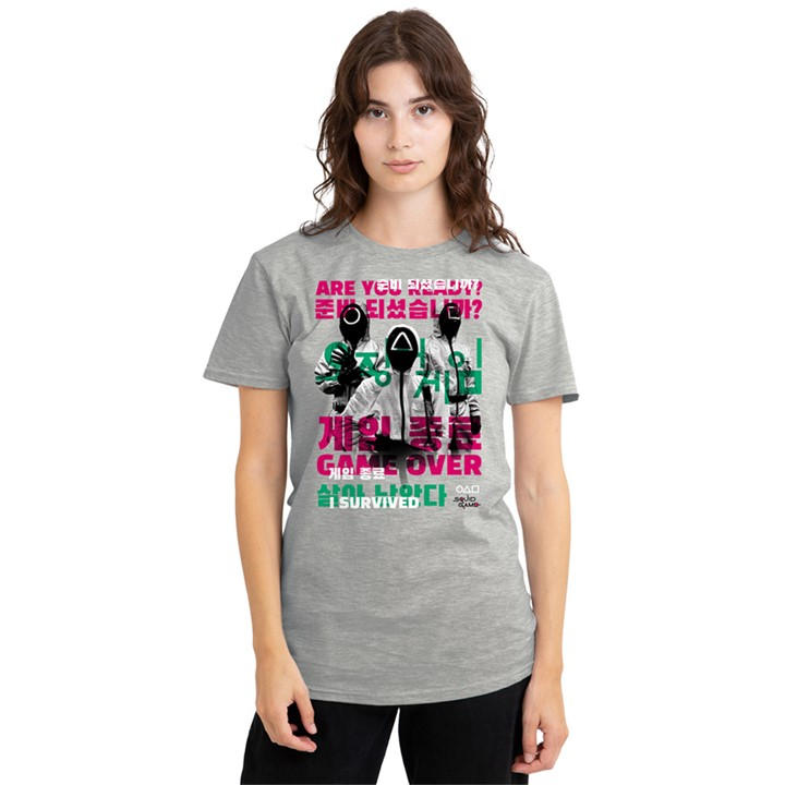 Squid Game Women's Grey Game Over Guards Overlay T Shirt, Sports Direct