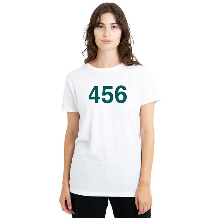 Squid Game Women's White Player 456 T Shirt, Sports Direct