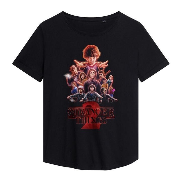 Stranger Things Women's Black Season Two Poster Fashion T-Shirt in Size M, Sports Direct