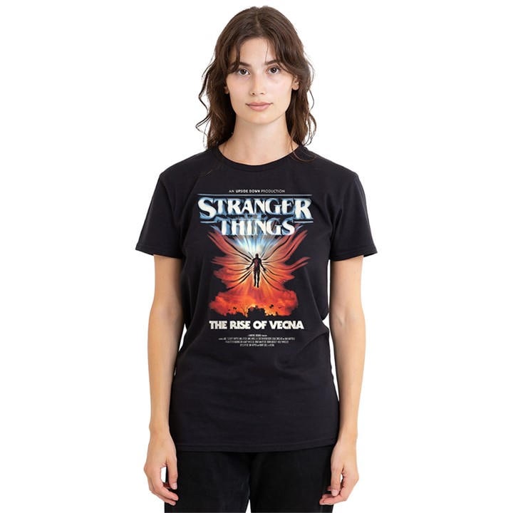 Stranger Things Women's Black Vecna Rise Poster T-Shirt in Size XL, Sports Direct