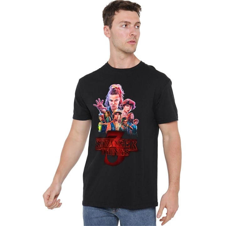 Stranger Things Men's Black Season Three Poster T-Shirt in Size L, Sports Direct