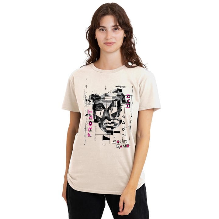 Squid Game Women's Beige Front Man Mismatched T Shirt Na in Size L, Sports Direct