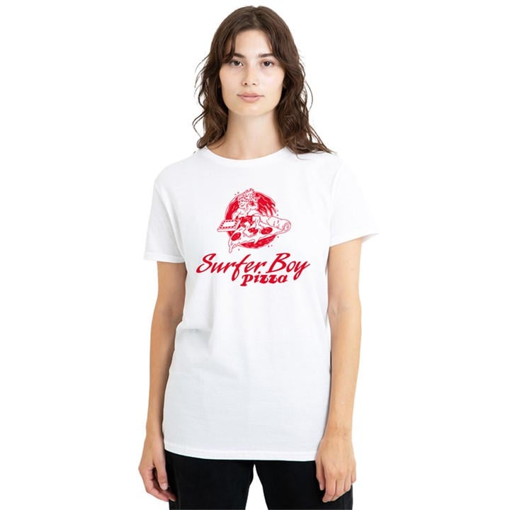 Stranger Things Women's White Surfer Boy Pizza T Shirt W in Size XL, Sports Direct