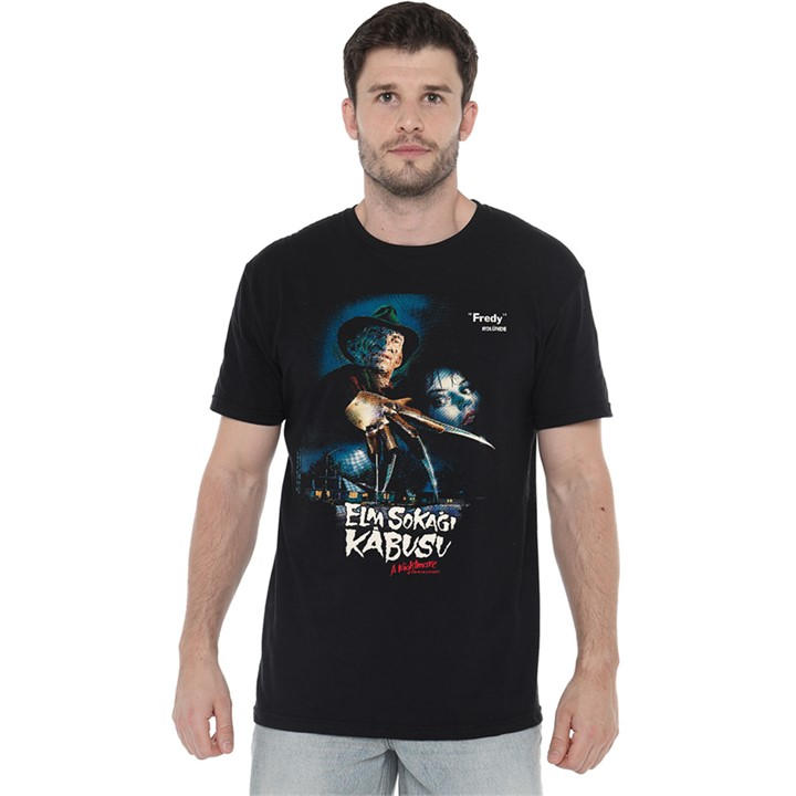 Warner Brothers Men's Black A Nightmare On Elm Street Vintage Airbrush Poster in Size 4XL, Sports Direct