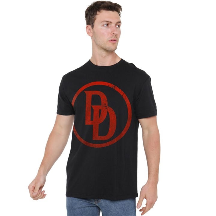 Marvel Men's Black Daredevil Born Again Symbol T-Shirt in Size XL, Sports Direct