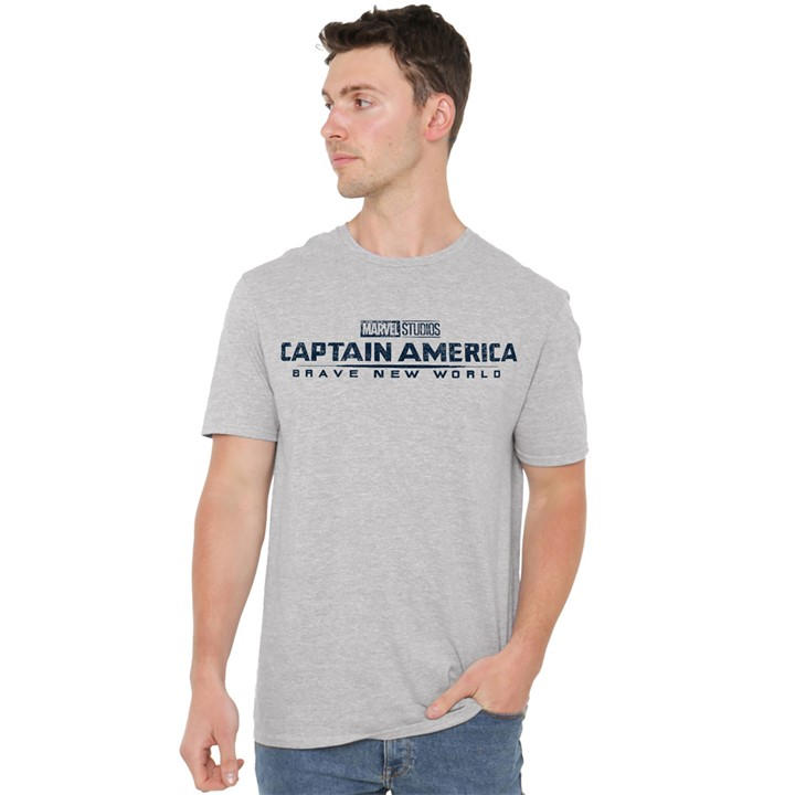 Marvel Men's Grey Captain America Brave New World Distressed Logo T in Size L, Sports Direct