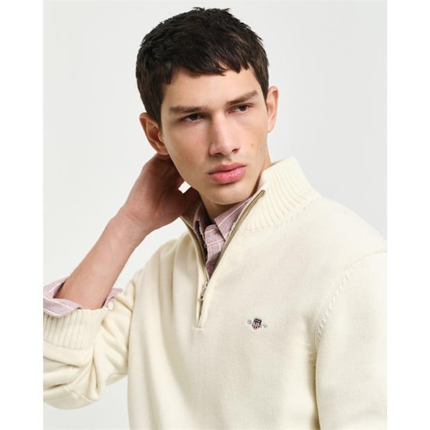 Cream - Gant - Casual Cotton Half-Zip