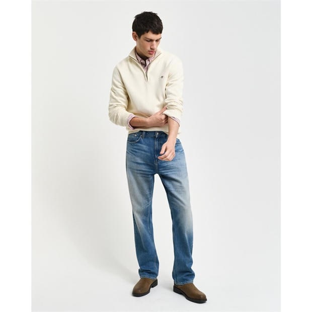 Cream - Gant - Casual Cotton Half-Zip