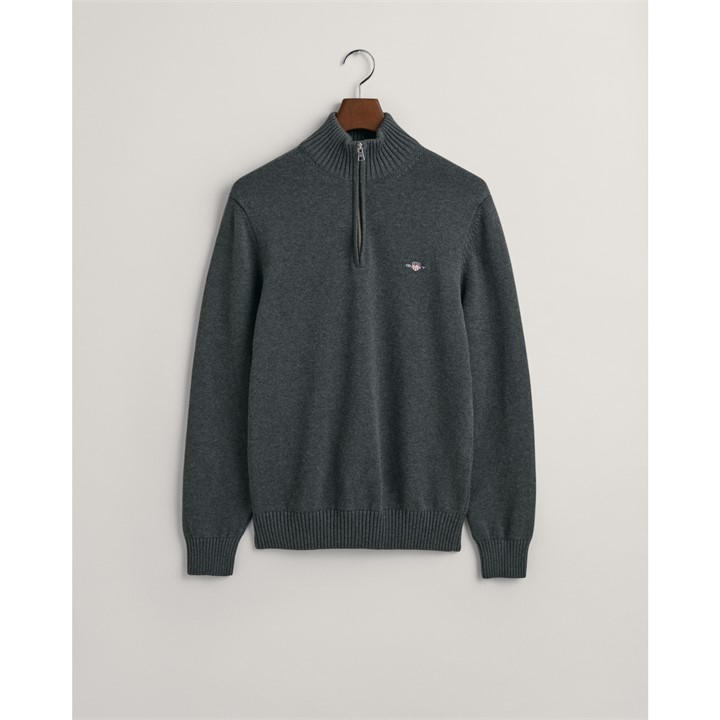 Gant Men's Grey Casual Cotton Half-Zip in Size 4XL, Sports Direct