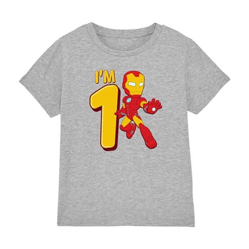 Iron Man - Iron Man Cute Birthday 1 Kids T-Shirt Light Grey