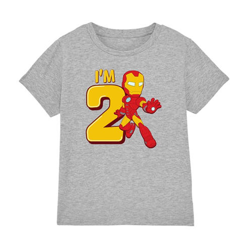 Iron Man - Iron Man Cute Birthday 2 Kids T-Shirt Light Grey