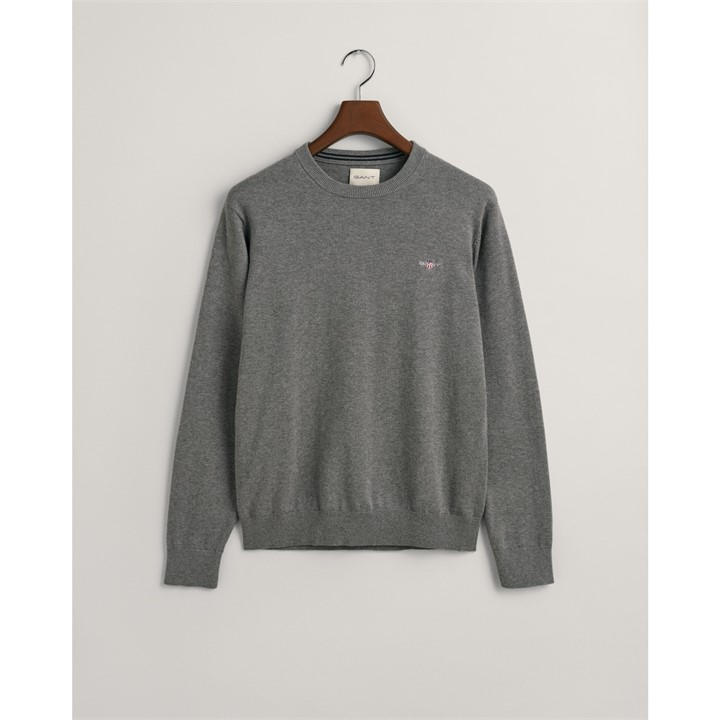 Gant Men's Grey Classic Cotton Crew Neck Sweater in Size M, Sports Direct