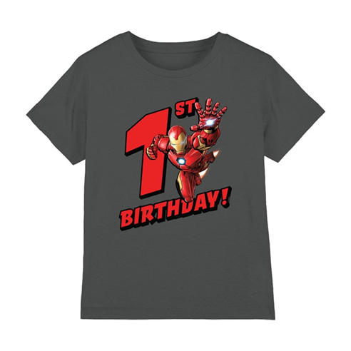 Iron Man - Iron Man Birthday 1 Kids T-Shirt Charcoal