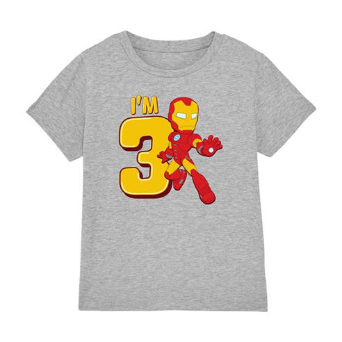 Iron Man - Iron Man Cute Birthday 3 Kids T-Shirt Light Grey