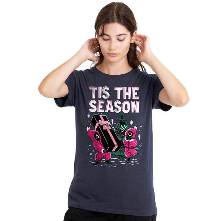 Squid Game Women's Blue Tis The Season Christmas T Shirt, Sports Direct