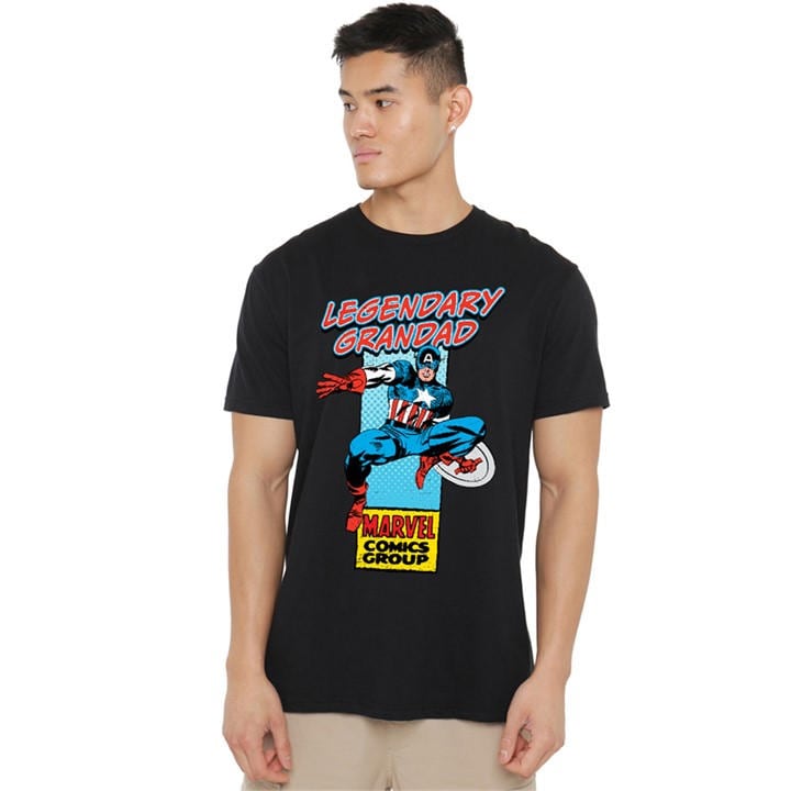 Marvel Men's Black Comics Presents Corner Box Legendary Captai in Size M, Sports Direct