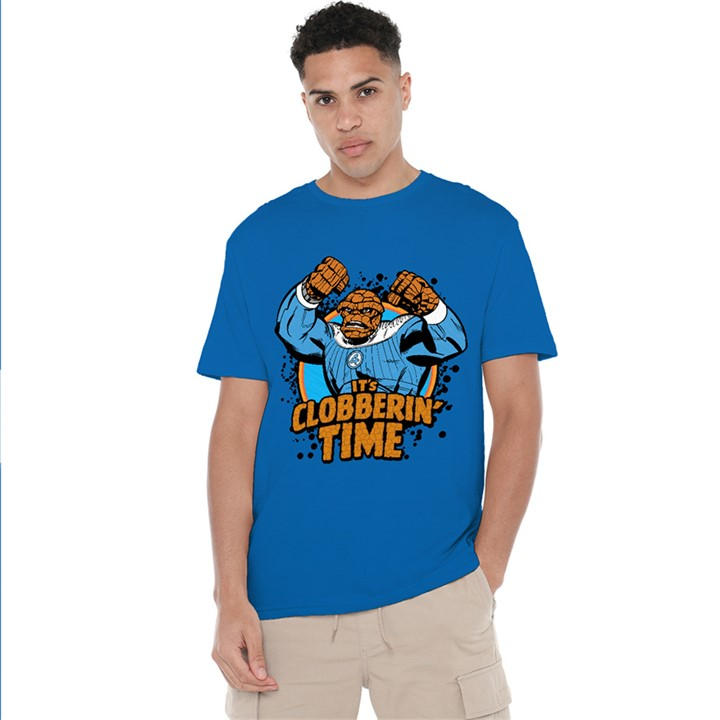 Marvel Men's Blue Fantastic Four Thing Clobberin Time T-Shirt Roya in Size L, Sports Direct