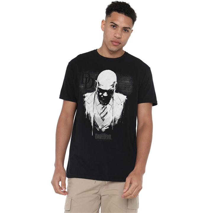 Marvel Men's Black Daredevil Mayor Fisk Kingpin Paint T Shirt in Size 2XL, Sports Direct