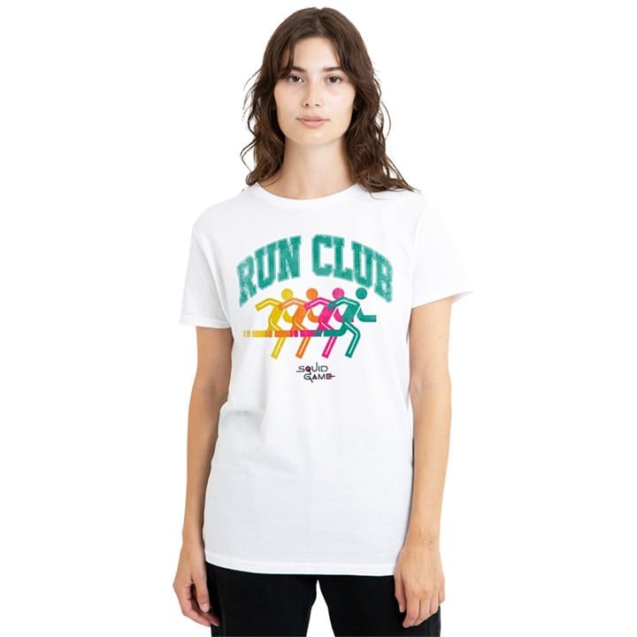 Squid Game Women's White Run Club Silhouette T Shirt Whi in Size M, Sports Direct