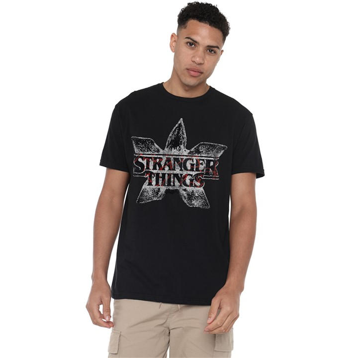 Stranger Things Men's Black Demogorgon Flower Logo T-Shirt Bl in Size 3XL, Sports Direct